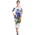 Vintage-blume-kunst-clipart-16307836606qy-removebg-preview Quarter Sleeve Midi Velour Bodycon Dress