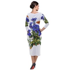 Quarter Sleeve Midi Velour Bodycon Dress 