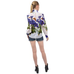 High Neck Long Sleeve Chiffon Top 