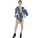 Vintage-blume-kunst-clipart-16307836606qy-removebg-preview V-Neck Flare Sleeve Mini Dress