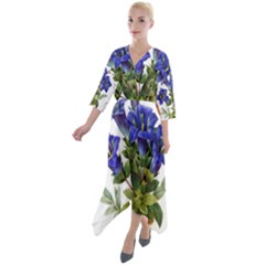 Quarter Sleeve Wrap Front Maxi Dress 