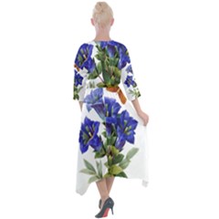 Quarter Sleeve Wrap Front Maxi Dress 