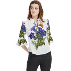 Loose Horn Sleeve Chiffon Blouse 