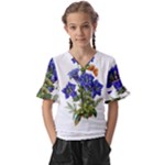 Vintage-blume-kunst-clipart-16307836606qy-removebg-preview Kids  V-Neck Horn Sleeve Blouse