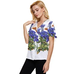 Bow Sleeve Button Up Top 