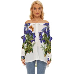 Off Shoulder Chiffon Pocket Shirt 