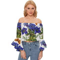 Off Shoulder Flutter Bell Sleeve Top 