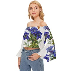 Off Shoulder Flutter Bell Sleeve Top 