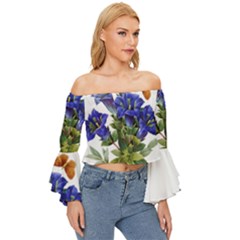 Off Shoulder Flutter Bell Sleeve Top 