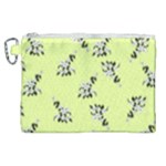 Black and white vector flowers at canary yellow Canvas Cosmetic Bag (XL)