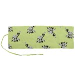 Black and white vector flowers at canary yellow Roll Up Canvas Pencil Holder (M)