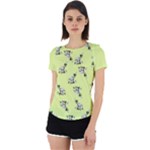 Black and white vector flowers at canary yellow Back Cut Out Sport Tee