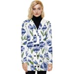 violet Floral Button Up Hooded Coat 