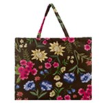 Flower wallpaper Zipper Large Tote Bag