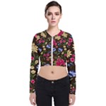 Flower wallpaper Long Sleeve Zip Up Bomber Jacket