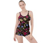 Flower wallpaper Boyleg Tankini Set 