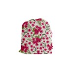 Flower Pink background Drawstring Pouch (Small)