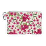 Flower Pink background Canvas Cosmetic Bag (Large)