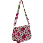 Flower Pink background Saddle Handbag