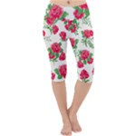 Roses background Lightweight Velour Cropped Yoga Leggings