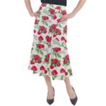 Roses background Midi Mermaid Skirt