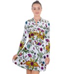 Exotic Floral Long Sleeve Panel Dress