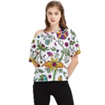 Exotic Floral One Shoulder Cut Out Tee