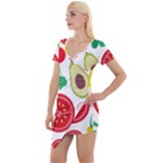 Vegetables flat Short Sleeve Asymmetric Mini Dress