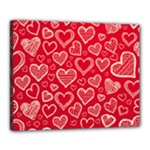 Red hearts hand drawn Canvas 20  x 16  (Stretched)