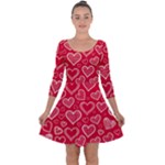 Red hearts hand drawn Quarter Sleeve Skater Dress