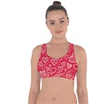 Red hearts hand drawn Cross String Back Sports Bra