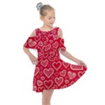 Red hearts hand drawn Kids  Shoulder Cutout Chiffon Dress