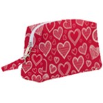 Red hearts hand drawn Wristlet Pouch Bag (Large)