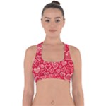 Red hearts hand drawn Cross Back Hipster Bikini Top 