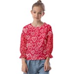 Red hearts hand drawn Kids  Cuff Sleeve Top