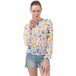Sports colorful Banded Bottom Chiffon Top