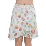 Floral watercolor wallpaper Chiffon Wrap Front Skirt