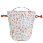 Floral watercolor wallpaper Drawstring Bucket Bag