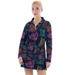 Ornamented and stylish butterflies Women s Long Sleeve Casual Dress