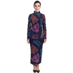 Ornamented and stylish butterflies Turtleneck Maxi Dress