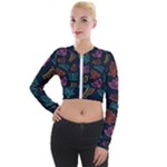 Ornamented and stylish butterflies Long Sleeve Cropped Velvet Jacket