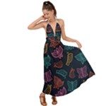 Ornamented and stylish butterflies Backless Maxi Beach Dress