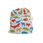 Colored animals background Drawstring Pouch (Large)