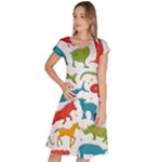 Colored animals background Classic Short Sleeve Dress