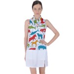 Colored animals background Women s Sleeveless Polo Tee