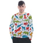 Colored animals background Men s Long Sleeve Raglan Tee