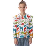 Colored animals background Kids  Peter Pan Collar Blouse