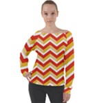 Three-dimensional retro background Off Shoulder Long Sleeve Velour Top