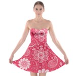 Pink floral swirl background Strapless Bra Top Dress
