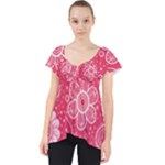 Pink floral swirl background Lace Front Dolly Top